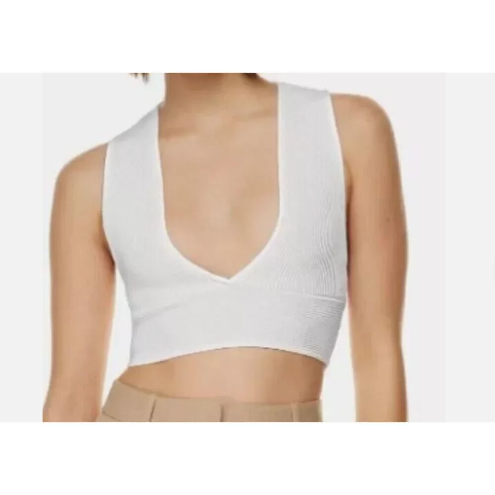 BABATON Sculpt Knit Deep V-Neck Cropped Ribbed Tank